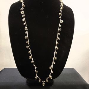 LOFT Grey Dangle Bead Silver Chain Necklace #1445